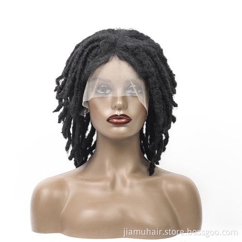 Short Soft Black Synthetic Lace Front Wigs Faux locs Dreadlock Dreads Braiding Crochet Hair Lace Wig African